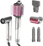 Shark FlexFusion Hair Dryer with Fusion Hair Brush, Ceramic Air Styler with Auto-Wrap Hair Curlers & Concentrator, Ceramic Plates, Metallic Mist HD641