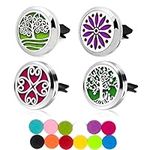 Car Diffuser Vent Clip, Car Essential Oil Diffuser Clips Aromatherapy Locket Air Freshener with 48 Refill Pads (2 Tree and 2 Flowers)