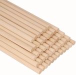 Belle Vous 50 Pack Natural Round Wood Dowel Rods - 30cm / 12 Inches - Extra Long Unfinished 10mm Wooden Craft Sticks - Dowels for Woodcraft, Art Projects, Decorations & DIY Crafts