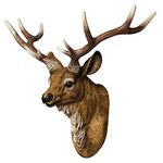 RTGGSEL Retro Faux Stag Wall Mount Mule Deer Simulated Resin Taxidermy Animal Head Ornament Fake Deer Head Sculpture Wall Decor (16.9" X 15.7" X 9.8")