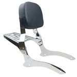 YHMOTO Sissy Bar Backrest + Luggage Rack Combo Fits for 2000-2011 Yamaha V-Star XVS 1100 Classic Dragstar XVS 1100 Classic (Style B-Chrome)