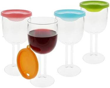 LipLidz - Reusable Wine Glasses, 4 Pack | 13 oz Dual-Stemmed BPA-Free Plastic Drinkware with Drink-Through Lids, Made in USA Stylish Outdoor Wine Glasses | Covers Your Drink