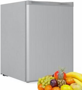 YOPOWER 80L Bar Fridge, Compact Refrigerator with Freezer, Adjustable Temperature Portable Mini Fridge Home Bedroom Car Boat Camp Office Countertop, Fast Frozen Quiet Operation Silver