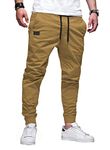 JMIERR Men's Joggers with Pockets Casual Joggers Pants Cotton Drawstring Work Pants Chinos Pants Hiking Outdoor Twill Track Mens Jogging Pants Sweat Pants for Men CA 34(M) C Khaki