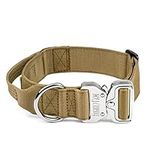 Mighty Paw Tactical Dog Collar - Heavy Duty Collar with Metal Buckle - Tactical Metal Pet Buckle with Control Handle -Weatherproof Polyester Material - XL Buckle Dog Collar - Dog Collar Durable - Tan