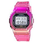 VIGOROSO Men Women Colorful Digital Sport LED Quartz 5ATM Waterproof Wrist Watches, Pink, Digital,Quartz Movement