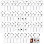 Kurtzy Blank Photo Insert Keychains (100 Pack) - Each Keyring is 5.4 x 3.4cm - Translucent Clear Acrylic Key Rings for Double-Sided Photos - Small Picture Frames for Family, Friends, Gifts & Craft