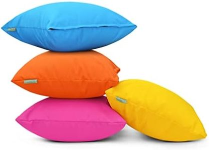 Gardenista Premium Garden Scatter Cushion | Water Resistant 4 Pack Square Rainbow Cushions | Outdoor Patio Rattan Chairs | Hollowfibre Filled Seating Furniture Pillow | Soft Comfy & Durable (45x45cm)