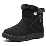 Hsyooes Womens Warm Fur Lined Winter Snow Boots Waterproof Ankle Boots Outdoor Booties Comfortable Shoes for Women,Black,7.5 M US=Label Size 39