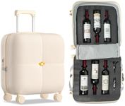 SERABETTO Wine Suitcase, 6 Bottle Wine Luggage, Durable Wine Travel Case, Fly With Wine Suitcase with TSA Lock, Versatile Wine Carrier with Removable Inserts and Silent Spinner Wheels, Cream, 20in,