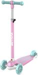 Gotrax Kids Kick Scooter, LED Lighted Wheels and 3 Adjustable Height Handlebars, Lean-to-Steer & Widen Anti-Slip Deck, 3 Wheel Scooter for Boys & Girls Ages 2-8 and up to 110 Lbs