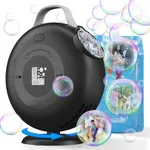 Bubble Machine, Automatic Bubble Blower for Kids Toddlers, 8000+ Bubbles Per Minute, 90° 200° Oscillating Electric Plug-in or Batteries Bubble Maker Toys for Outdoor Birthday Party - Black