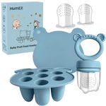 MumEZ Baby Fruit Feeder Pacifier - Convenient Baby Food Feeder Set, Easy Self-Feeding Journey with Baby Food Dummy Feeder, Baby Food Freezer Trays Included（Blue）