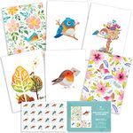 24 Blank Greeting Cards 4.5” x 6.25” - Card Assortment Pack For All Occasions with Envelopes and Stickers - Floral Watercolor Birds Boxed Note Cards Set - Box of Assorted Notecards to Say I Miss You, Thank You or Thinking of You