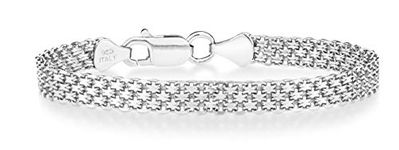 Miabella 925 Sterling Silver Italian 6mm Solid Bismark Mesh Link Chain Bracelet for Women 6.5, 7, 7.5, 8 Inch Made in Italy (7.5)