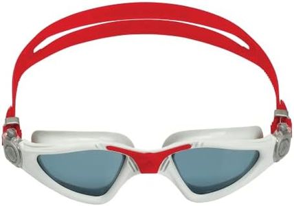 Aqua Sphere Aquasphere Kayenne Adult Swim Goggles - 180-Degree Distortion Free Vision, Ideal Swim Goggle for Active Pool or Open Water Swimmers | Unisex Adult, Smoke Lens, Gray/Red Frame (EP3141006LD)