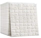 DOBARIYA EMPIRE Brick Wallpaper - Self Adhesive PE Foam Brick Design 3D Wall Stickers/DIY Wallpaper for Home Hotel Living Room Bedroom & Café (70 x 77cm, Appx. 5.8Sq Feet) White (Pack of 20)