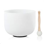 CVNC 8 Inch G Note Throat Frosted Quartz Crystal Singing Bowl Free Mallet & O-ring Sound Healing Instrument