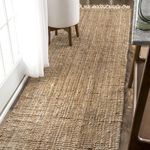 nuLOOM Hand Woven Jute with Wool Fringe Runner Area Rugs, 2' 6" x 10', Natural
