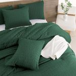 Andency Dark Green Comforter Set King (104x90 Inch), 3 Pieces Emerald Seersucker Comforter Set, Forest Hunter Green Microfiber Summer Lightweight Down Alternative Bedding Set