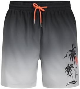 Short Swim Trunks Men Hawaii Swimwear Beach Shorts, Mens Board Shorts Swimming Trunks with Pockets and Lliner, Trajes De Baño para Hombres Quick Dry Swimtrunks Gradient Black L