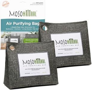 Moso Natural Air Purifying Bag 600g (2 Pack) A Scent Free Odour Eliminator for Kitchens, Bedrooms, Living Rooms, Pet Areas. Premium Moso Bamboo Charcoal Odour Absorber. Freestanding Design.