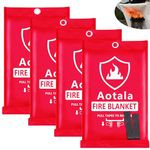 Aotala Fire Blankets Emergency for Home and Kitchen Emergency Fire Blanket for Home Fireproof Blanket for Camping, Grill, BBQ, Picnic, Fireplace, Office (4Pack)