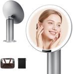 SJZX Silver Lighted Makeup Mirror with Travel Case & 10X Magnification, Rechargeable Vanity Mirror with Lights, 70 LED 3CCT Lighting, Portable Mirror for Desk & Travel, Gift for Women Wife Girlfiend