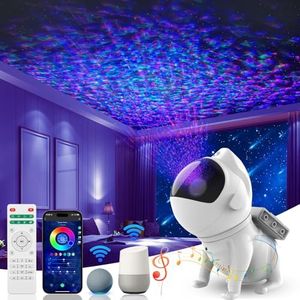 NUFECARG Galaxy Projector with 360° Adjustable, Smart Star Projector Control by App and Voice, Compatible with Alexa & Google Home, 21 Color Modes, White Noises, Bluetooth Speaker