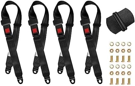 Bravokit Universal Seat Belt 2 Point Adjustable Belts Harness Kit for Go Kart, Club Golf Cart in Black (54-Inch with Installation Screws) (Set of 4)