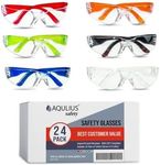 Aqulius 24 Bulk Safety Glasses for Men & Women - ANSI Z78.1 Certified - Scratch/Impact Resistant Crystal Clear Eye Protection Glasses for Construction, Shooting & More (6 Colors) - Safety Goggles