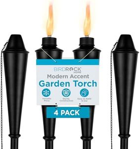 BIRDROCK HOME Outdoor Torches - Durable Construction, Modern Design, Weather Resistant, Citronella Oil Compatible, Ideal for Backyards, Patios, Pathways - Garden Torch, 4 Pack
