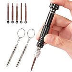 Eyeglass Repair Kit, 5-in-1 Multifunctional Small Screwdriver(T6 Torx, T5, 1.5, -2.0, star0.8) & 3-in-1 Mini Keychain Screwdriver Kit for Cellphone, Glasses, Electronics, Watch, Laptop, Jewelry