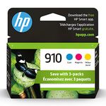 Original HP 910 Cyan, Magenta, Yellow Ink Cartridges (3-pack) | Works with HP OfficeJet 8018, 8022; HP OfficeJet Pro 8020, 8025, 8035| Eligible for Instant Ink | 3YN97AN