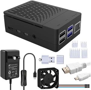 GeeekPi Case with PWM Fan for Raspberry Pi 4, 18W 5V 3.6A USB-C Power Supply for Raspberry Pi 4, Heatsinks, USB Card Reader, Micro HDMI Cable, Micro HDMI to HDMI Adapter for Raspberry Pi 4 8GB/4GB/2GB