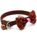 Litvibes Cat Collar with Bell,Kitten & Small Dog Soft Adjustable,Safe,Solid,Breakaway for Cats & Puppy Bow Design Pet Collar- BROWN