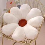 Vaishno Sunflower Pillow Cushion Throw Pillow Soft Cute Sunflower Cushions with Fibre Filling Pillows | Cushion Use in Car, Kids & Girls Room Decoration (White) (Size 35 CM)