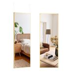 BONEWEI Door Mirror Full Length, 14"x48" Gold Over Door Mirror,Hanging Mirror for Bedroom Cloakroom Dorm Room Bathroom Living Room