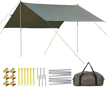 MAROUTE 13X9FT Tent Tarp with 2 Aluminum Poles, Waterproof&Lightweight Camping Tarp Sun Shelter，Muitifunctional Hammock in Camping,Hiking,Backpacking,Garden，Beach and Traveling (13 * 9FT)