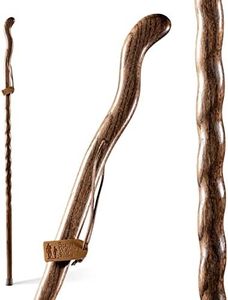 Brazos Handcrafted Wood Walking Stick, Twisted Oak, Ergonomic Style Handle, for Men & Women, Made in The USA, Brown, 55"