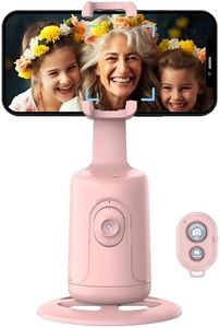 Auto Tracking Phone Holder,360° Rotation Phone Camera Mount Smart Shooting Phone Tracking Holder with Remote Selfie Stick for iPhone Android Stabilizer Shooting Live,No App,Rechargeable