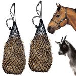 Majestic Ally 2 pcs Ultra Slow Feed 1.5"x1.5" Holes 40” Hay Net for Horses and livestocks (Black)