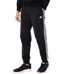 adidas Men's Essentials Warm-Up Tapered 3-Stripes Track Pants, black/white, Medium