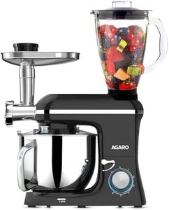 AGARO Regency Stand Mixer With Meat Grinder,1400W with 6L SS Bowl, 1.5L Blending Jar, 6 Speed With Pulse Function, 100% Copper Motor, Whipping, Kneading, Blending, Black