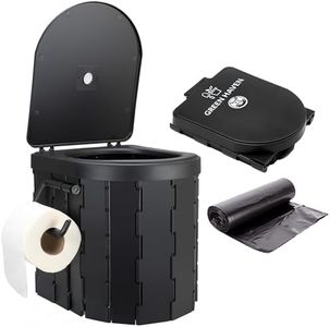 Green Haven Foldable Camping Toilet – Portable Loo for Adults with 6L Washable Basket & Built-in Roll Holder – Travel Toilet for Caravan, Festival, Outdoor, Indoor Emergency Use