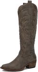 GLOBALWIN Women's The Western Cowboy Cowgirl Embroidered Knee High Boots, 23yy12 Brown, 10