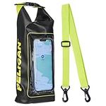 Pelican Marine IP68 Waterproof Dry Bag 2L - Roll Top Waterproof Backpack w/Phone Case/Pouch - Boating & Kayak Accessories - Essentials for Camping Swimming Beach Fishing Rafting Travel - Black/Yellow