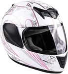 Typhoon Youth Full Face Motorcycle Helmet Kids DOT Street - White Pink Butterfly (XL)