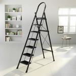 Plantex Steel 7 Step Ladder/Foldable Ladder for Home/Anti-Skid Wide 7 Step Ladder - (Apex - Black)