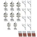 GLOXY ENTERPRISE Aluminium Double Diamond Curtain Brackets Parda Holders with Support Fittings 1 Inch Rod Pocket Finials Designer Door and Window ( Silver 4 Pair)